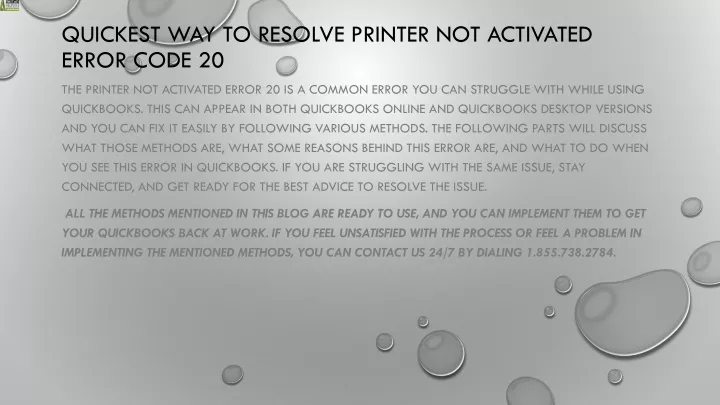 quickest way to resolve printer not activated error code 20