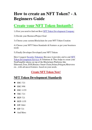 How to create an NFT Token?  - A Beginners Guide - Security Tokenizer