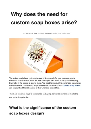 why does the need for custom soap boxes arise