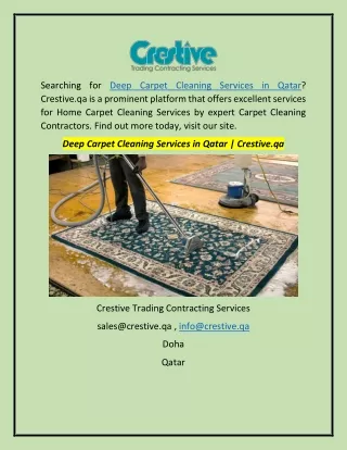 Deep Carpet Cleaning Services in Qatar | Crestive.qa