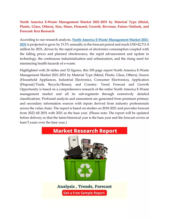 north america e waste management market 2021 2031