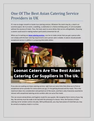 One Of The Best Asian Catering Service Providers in UK