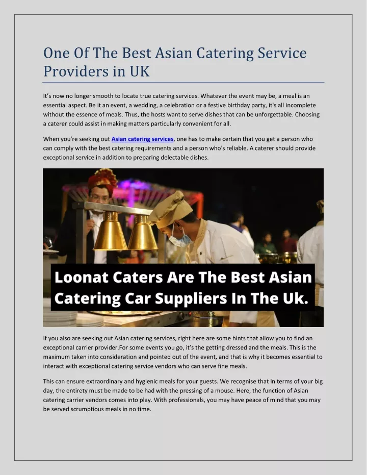 one of the best asian catering service providers