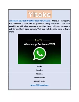 Instagram New Set of Safety Tools for Parents | Yitake.in