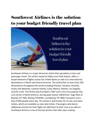 Southwest Airlines is the solution to your budget friendly travel plan