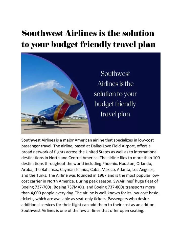 southwest airlines is the solution to your budget