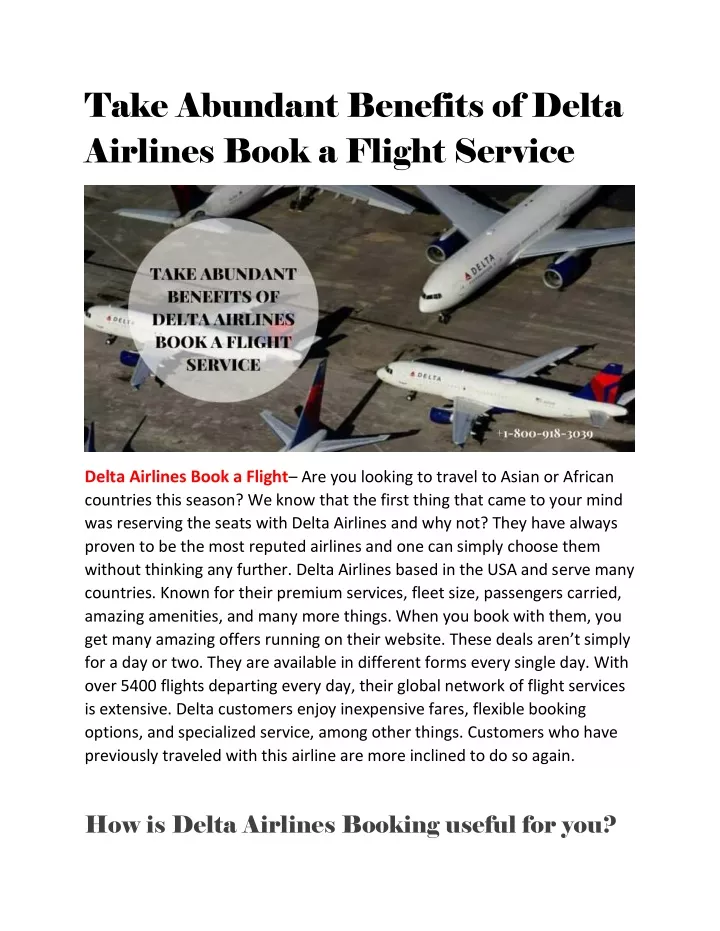 take abundant benefits of delta airlines book