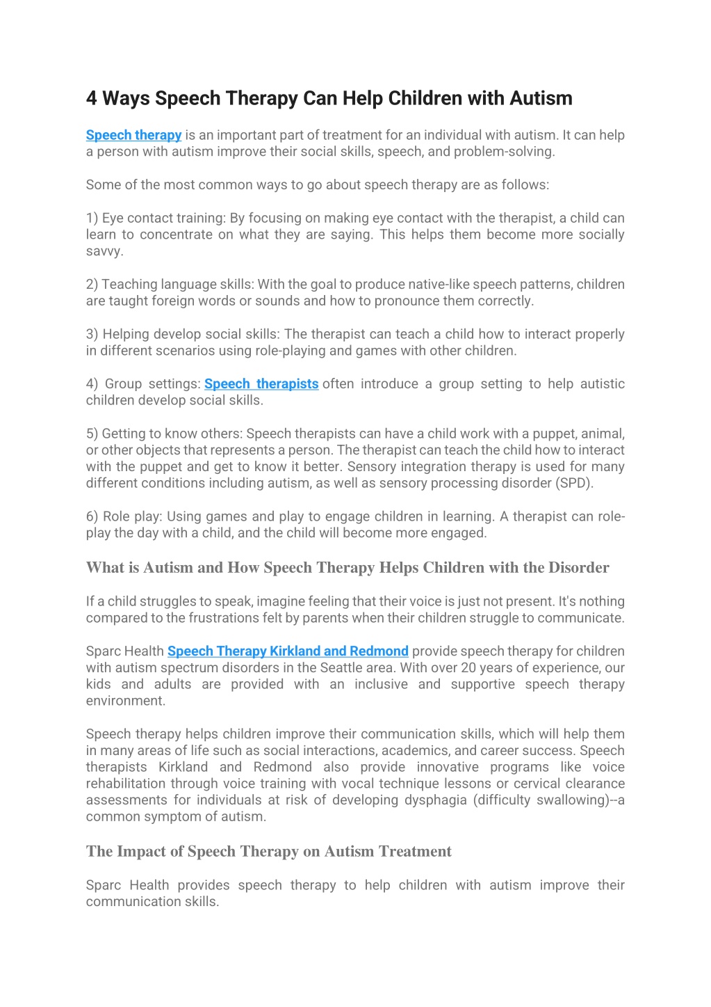PPT - 4 Ways Speech Therapy Can Help Children with Autism PowerPoint ...