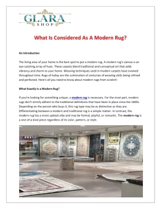 What Is Considered As A Modern Rug