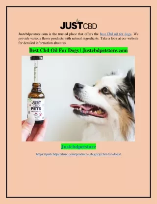 Best Cbd Oil For Dogs | Justcbdpetstore.com
