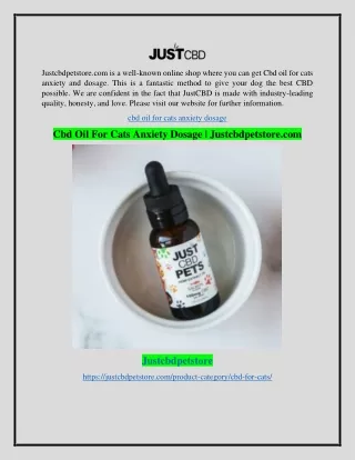Cbd Oil For Cats Anxiety Dosage | Justcbdpetstore.com