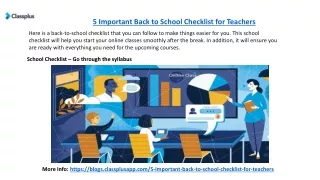 5 Important Back to School Checklist for Teachers