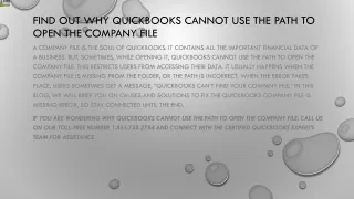 find out why quickbooks cannot use the path to open the company file