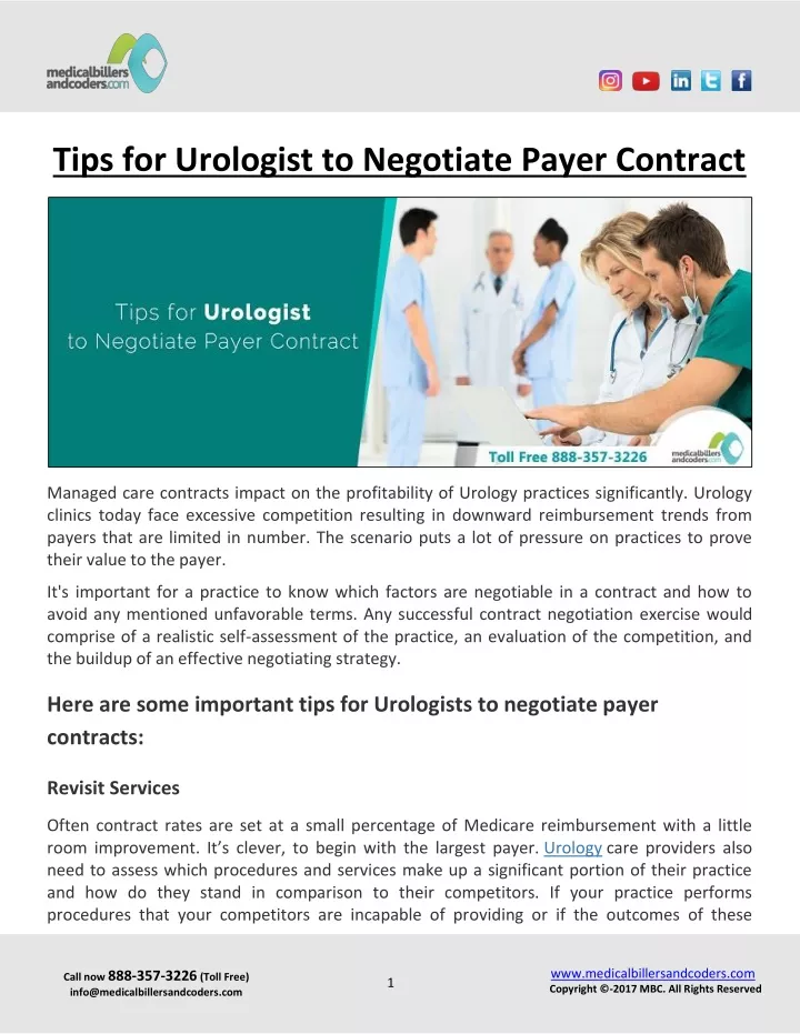 tips for urologist to negotiate payer contract