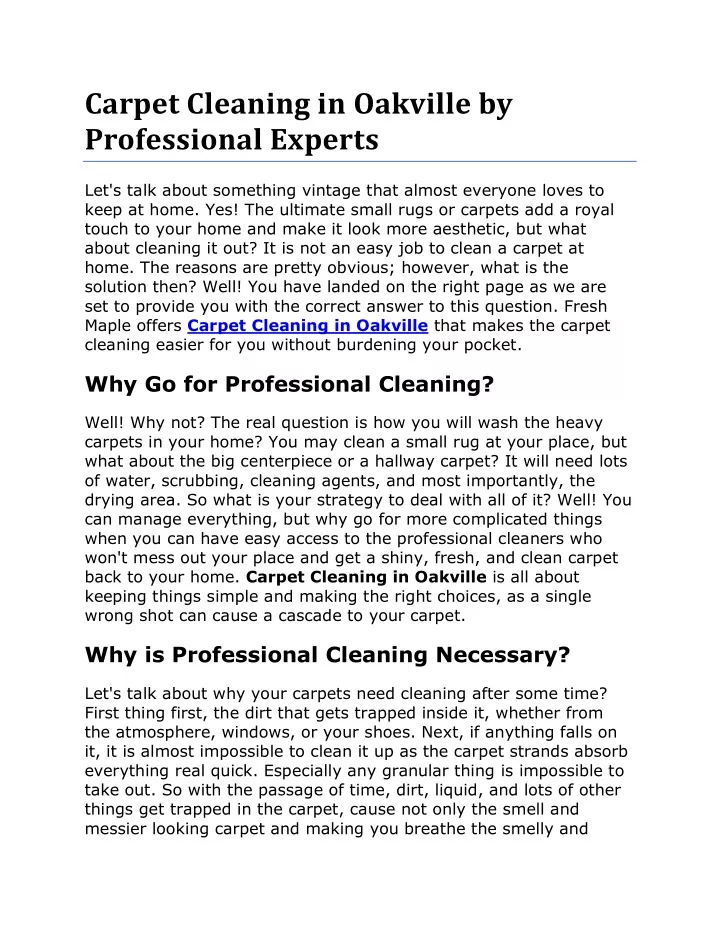 carpet cleaning in oakville by professional