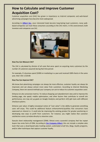 how to calculate and improve customer acquisition