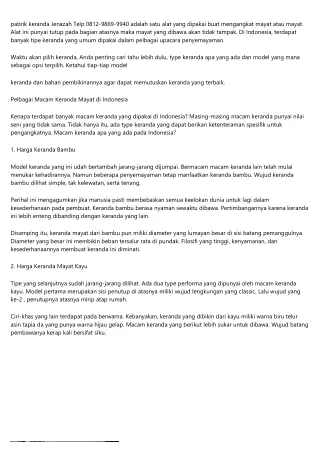 Perusahaan Keranda Jenazah KlatenTelepon 0812 9869 9940
