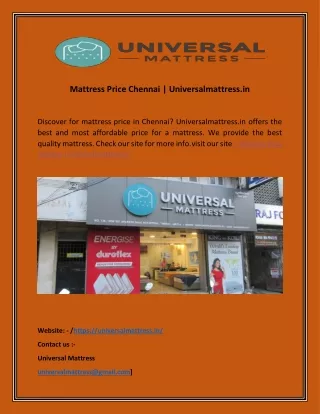 Mattress Price Chennai  Universalmattress.in