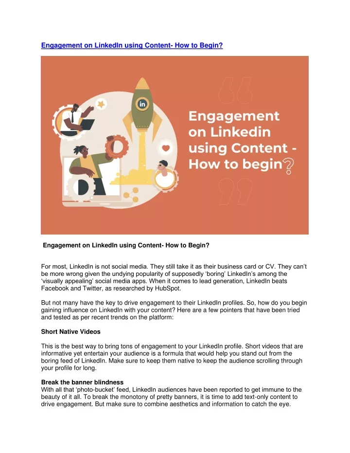 engagement on linkedin using content how to begin