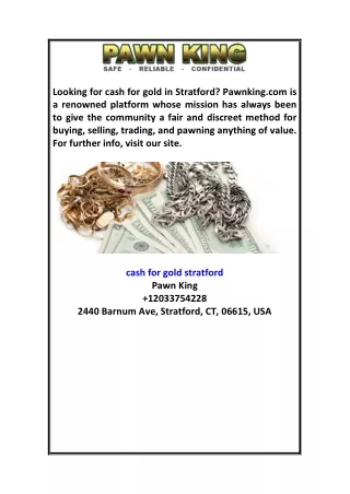 Cash for Gold Stratford Pawnking.com
