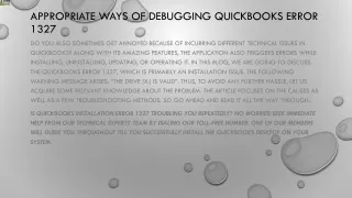 appropriate ways of debugging quickbooks error 1327