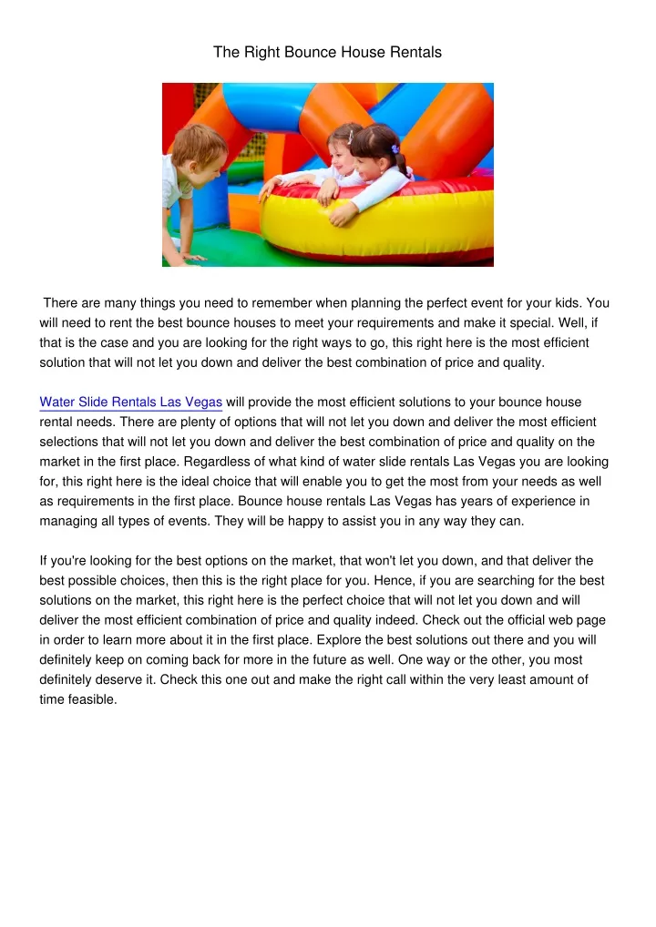 the right bounce house rentals
