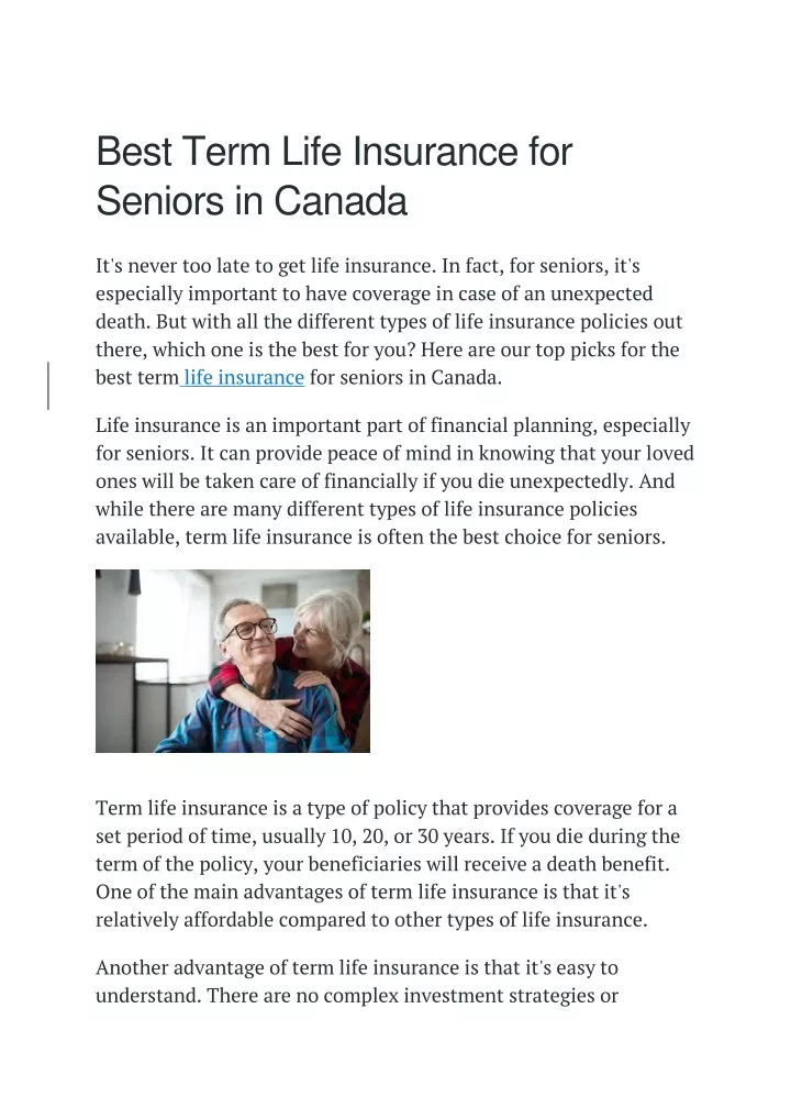 term life insurance for seniors in canada