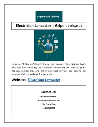 Electrician Lancaster | Gripelectric.net