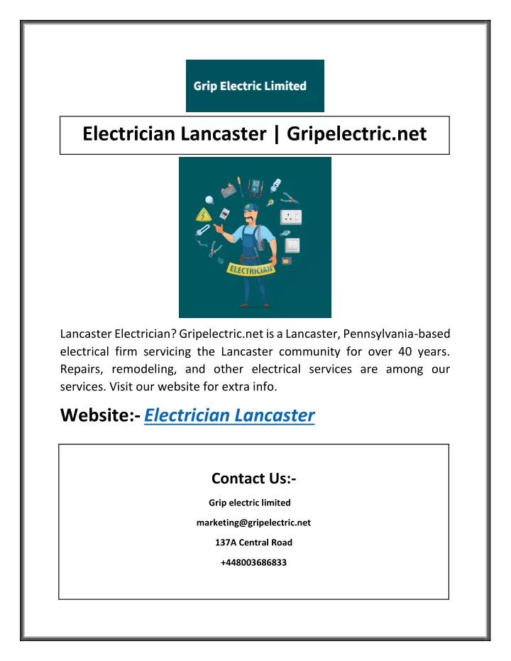 electrician lancaster gripelectric net