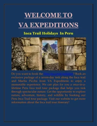 Peru Inca Trail Holidays