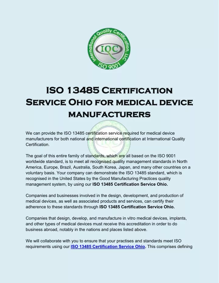 iso iso 13485 13485 certification certification