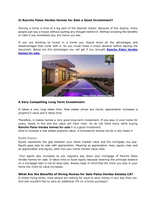 Is Rancho Palos Verdes Homes for Sale pdf