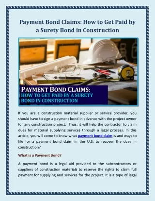 Payment Bond Claims: How to Get Paid by a Surety Bond in Construction