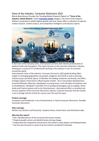 voice of the industry consumer electronics 2022
