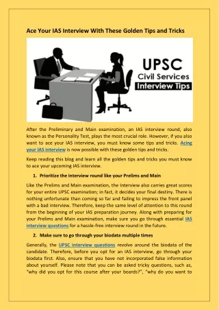 ace your ias interview with these golden tips