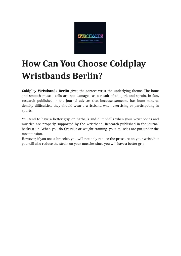 how can you choose coldplay wristbands berlin