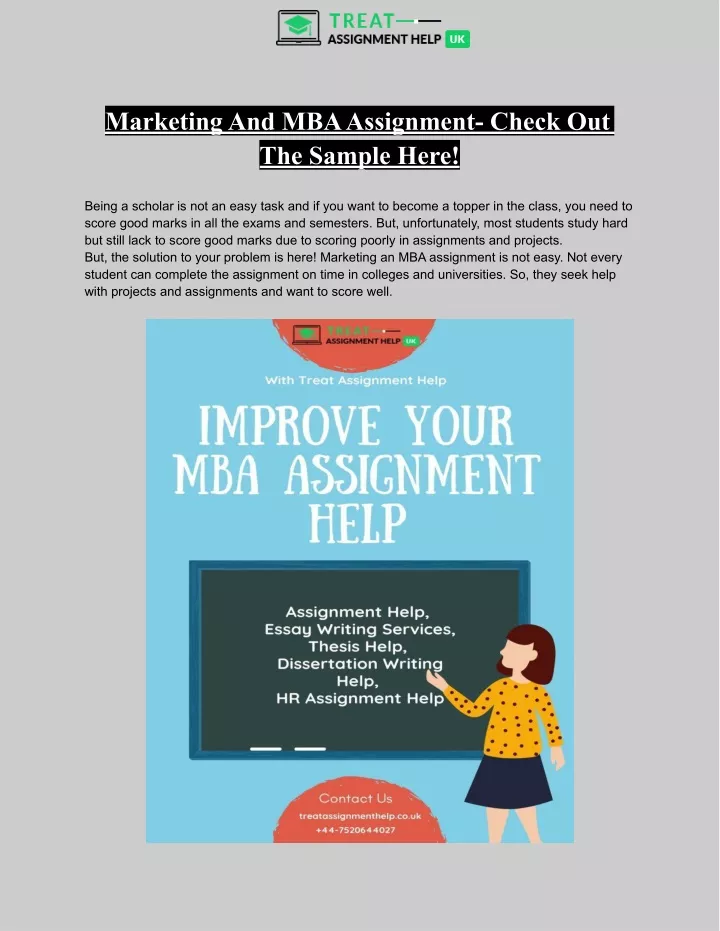 marketing and mba assignment check out the sample