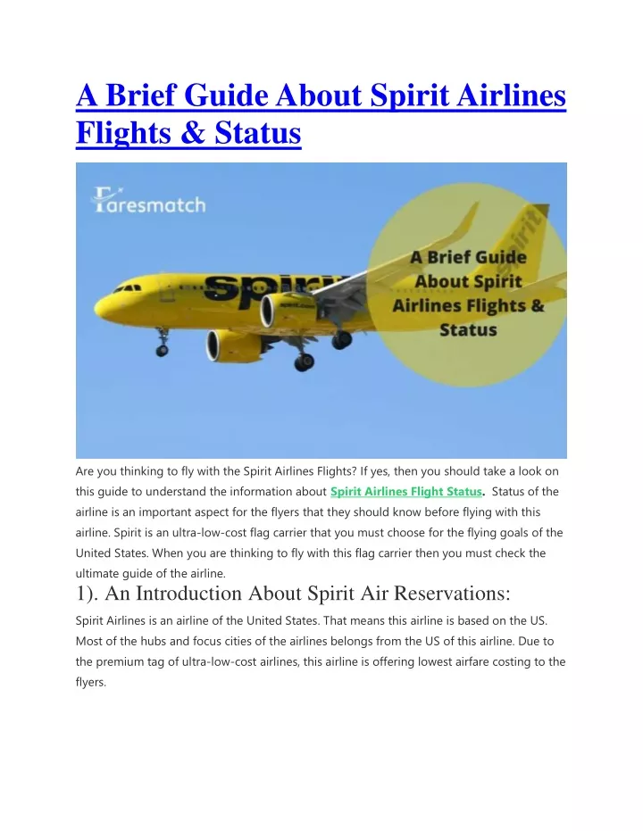 Ppt A Brief Guide About Spirit Airlines Flights Powerpoint Presentation Id 11381573