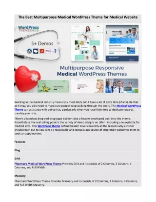 The Best Multipurpose Medical WordPress Theme for Medical Website