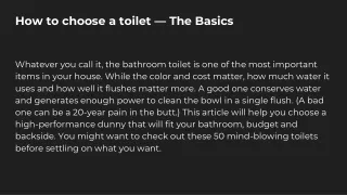 How To Choose a Toilet.