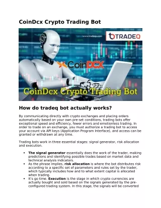 CoinDcx Crypto Trading Bot
