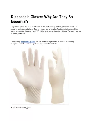 Disposable Gloves: Why Are They So Essential