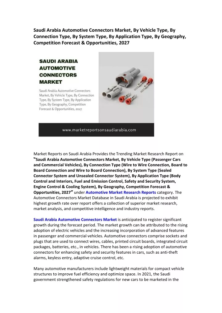 saudi arabia automotive connectors market