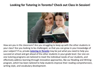 Looking for Tutoring in Toronto Check out Class In Session