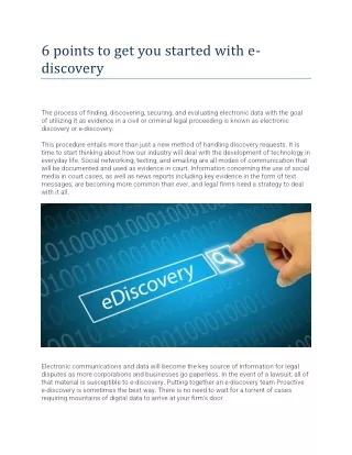 6 points to get you started with ediscovery