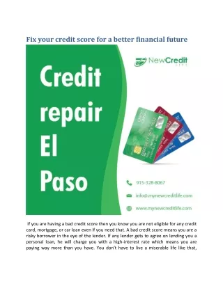 fix your credit score for a better financial