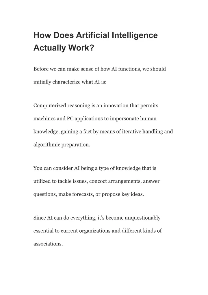 how does artificial intelligence actually work