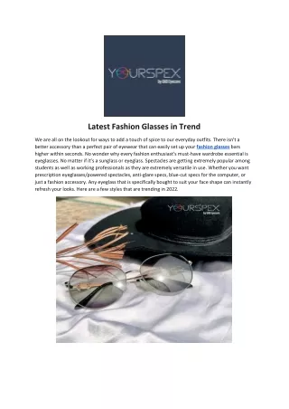 Latest  Fashion Glasses in Trend