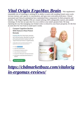 vital origin ergomax brain this supplement