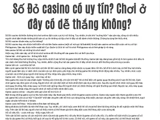 Số Đỏ casino có uy tín? Chơi ở đây có dễ thắng không?